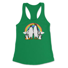 Rainbow Gay Penguin Family Cute Pride Gift graphic Women's Racerback - Kelly Green