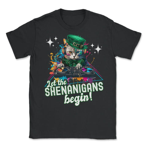Let the Shenanigans Begin! DJ Cat Music St Patrick’s Humor design - Black