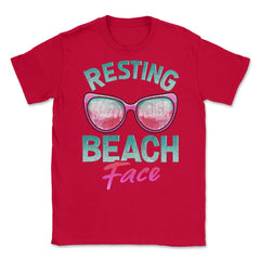 Resting Beach Face Summer Vacation Women print Unisex T-Shirt - Red