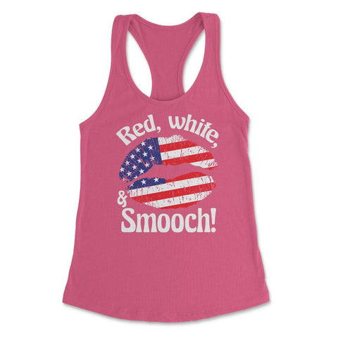 4th of July Red, white, and Smooch! Funny Patriotic Lips print - Hot Pink