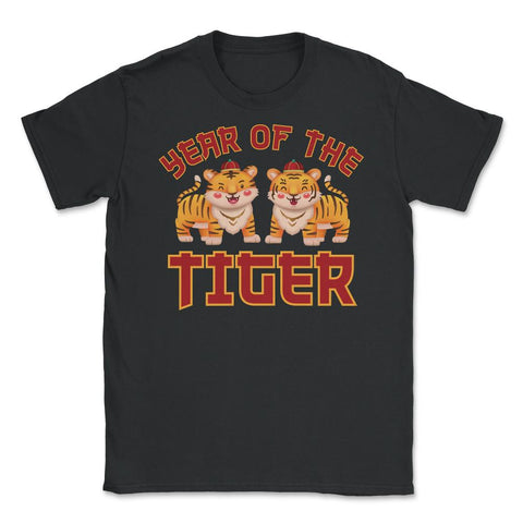 Year of the Tiger 2022 Chinese Tiger Cubs With Chinese Hats print - Black