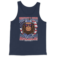 Patriotic Bigfoot Loves America! 4th of July design - Tank Top - Navy