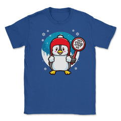 Penguin Christmas Funny Santa Stops Here design Unisex T-Shirt - Royal Blue