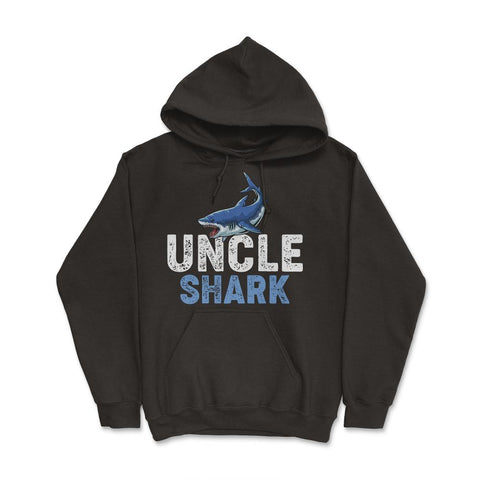 Funny Uncle Shark Cute Matching Birthday Shark Lover print Hoodie - Black