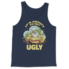 It's About to Get Ugly Funny Saying Christmas Tree & Cat print - Tank Top - Navy