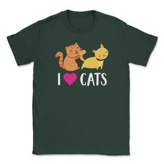Funny I Love Cats Heart Cat Lover Pet Owner Cute Kitten product - Forest Green