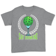 Pickleball Day Drinking Funny print Youth Tee - Grey Heather