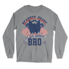 Bearded, Brave, Patriotic Bro 4th of July Independence Day product - Long Sleeve T-Shirt - Grey Heather