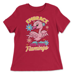 Flamingo Embrace Your Inner Flamingo Spirit Animal graphic - Women's Relaxed Tee - Red