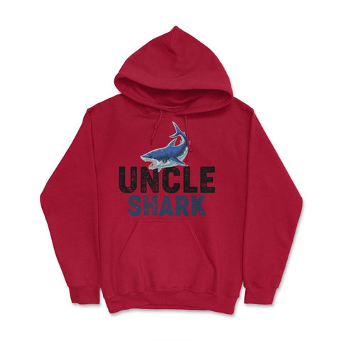 Funny Uncle Shark Cute Matching Birthday Shark Lover graphic Hoodie - Red