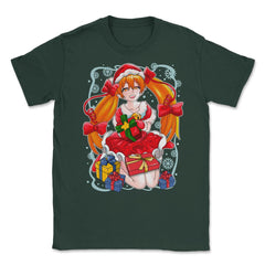 Anime Christmas Santa Anime Girl with Xmas Presents Funny product - Forest Green