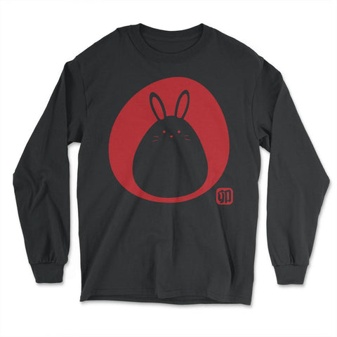 Chinese New Year of the Rabbit Minimalist Symbol print - Long Sleeve T-Shirt - Black