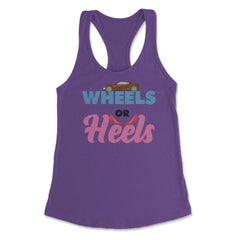Funny Gender Reveal Announcement Wheels Or Heels Boy Or Girl product - Purple