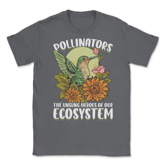 Pollinator Hummingbird & Flowers Cottage core Aesthetic design Unisex - Smoke Grey