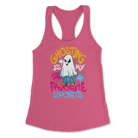 Anti-Valentine’s Day Ghosting graphic Women's Racerback Tank - Hot Pink