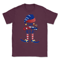 The Cuban Elf Cuban Flag Drink & Cigar design Unisex T-Shirt - Maroon