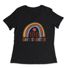 100 Days Smarter 100 Days of School Boho Rainbow Costume product - Women's V-Neck Tee - Black