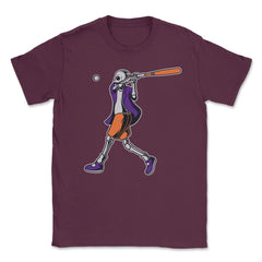 Baseball Skeleton Halloween Baseball Player Halloween graphic Unisex - Maroon