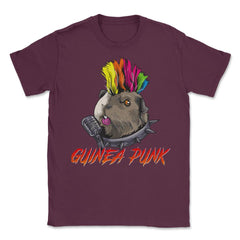 Punk Guinea Pig Guinea Punk for Cavy Lovers Gift  print Unisex T-Shirt - Maroon