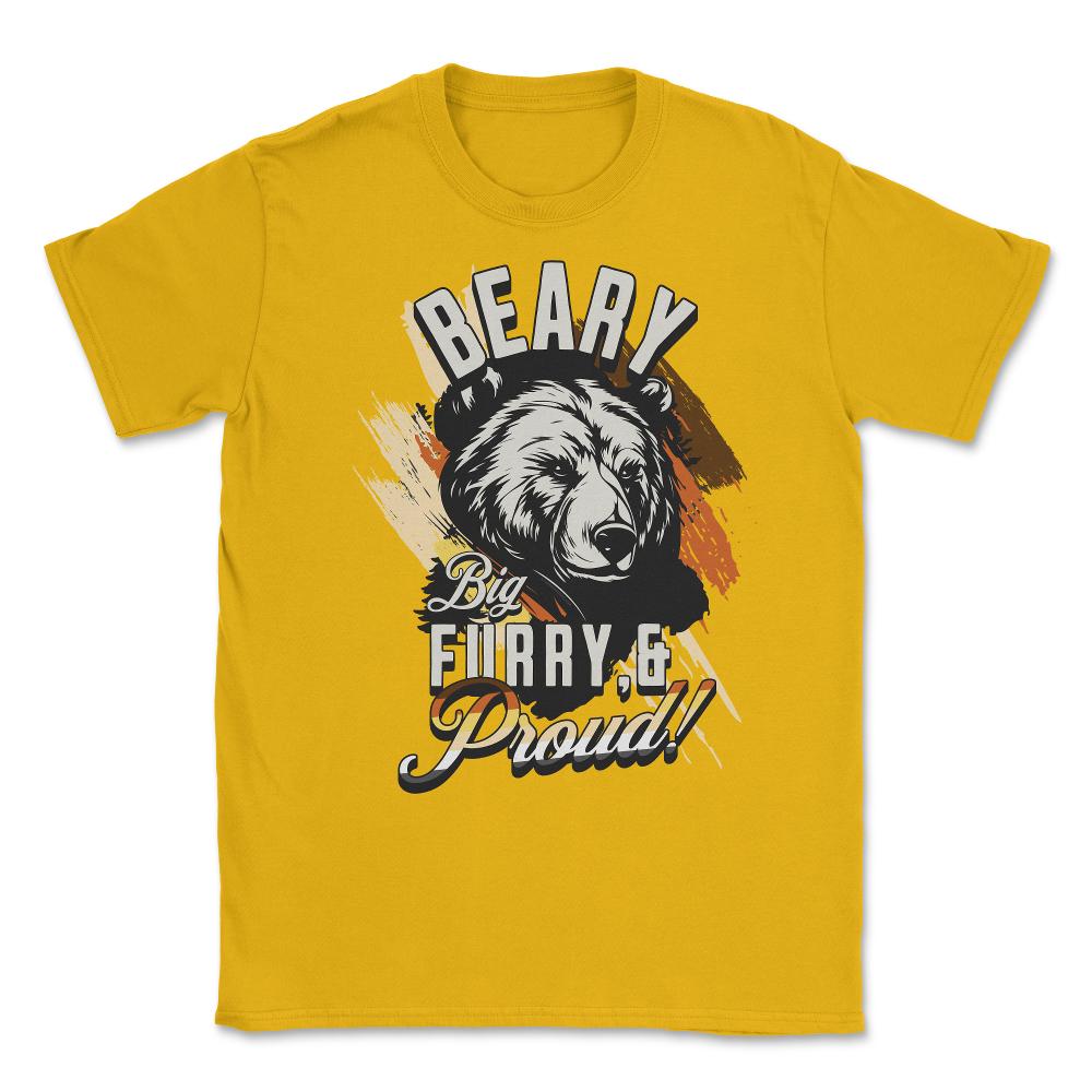 Bear Brotherhood Flag Bear Gay Pride print Unisex T-Shirt - Gold