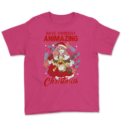 Animazing Christmas Santa Anime Girl with Poinsettias Funny print - Heliconia