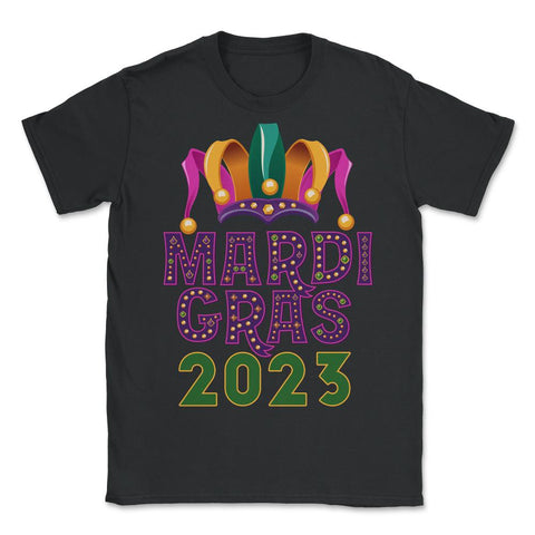 Mardi Gras Jester Hat 2023 Fat Tuesday Celebration design - Unisex T-Shirt - Black