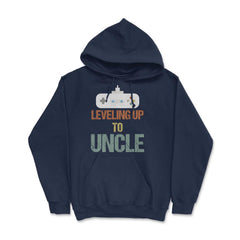Funny Leveling Up To Uncle Gamer Vintage Retro Gaming print Hoodie - Navy