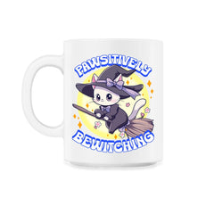Pawsitively Bewitching Cat Witch Design graphic - 11oz Mug - White