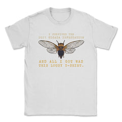 I Survived the 2021 Cicada Infestation Funny Meme Theme graphic - White