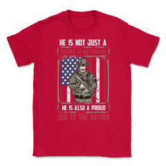 Proud Son to the Nation US Military Soldier with a Rifle graphic - Red