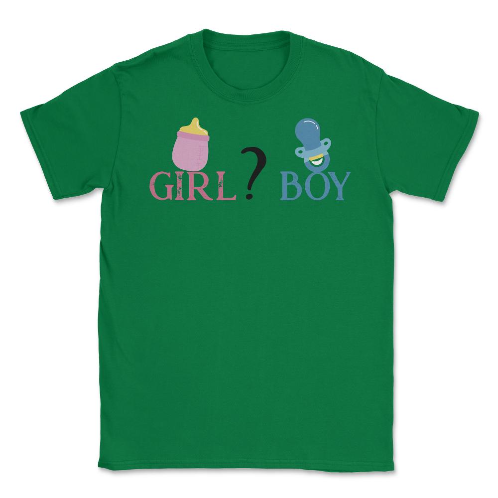 Funny Girl Boy Baby Gender Reveal Announcement Party product Unisex - Green