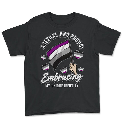 Asexual and Proud: Embracing My Unique Identity design Youth Tee - Black