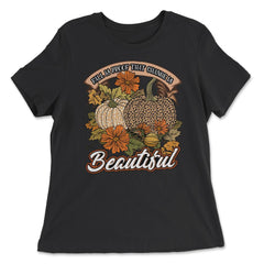 Fall Is Proof That Change Is Beautiful Leopard Pumpkin graphic - Women's Relaxed Tee - Black