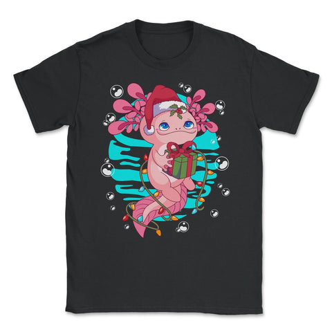Axolotl Christmas with Santa’s Hat & Wrapped in Lights product Unisex - Black