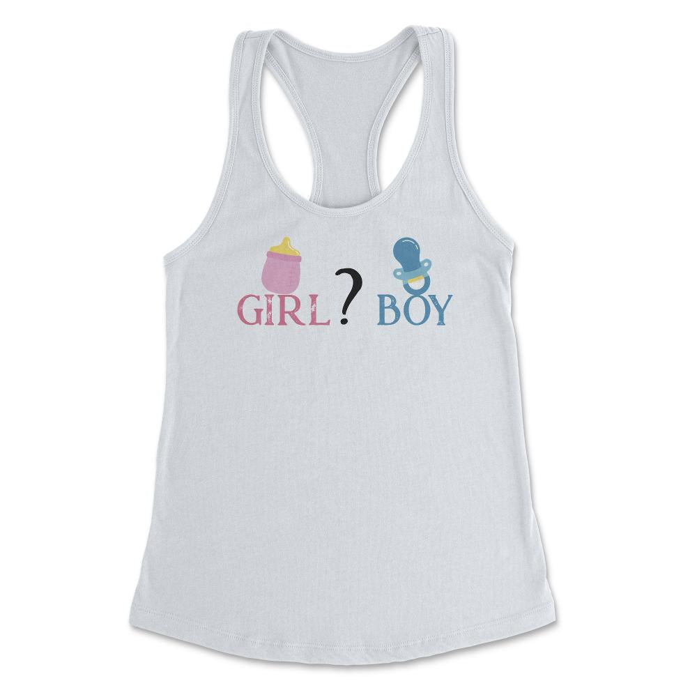 Funny Girl Boy Baby Gender Reveal Announcement Party product Women's - White
