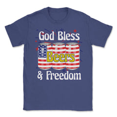 God Bless Beer & Freedom Funny 4th of July Patriotic print Unisex - Purple