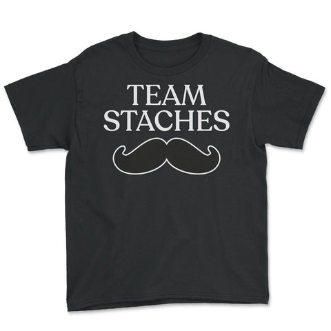 Funny Gender Reveal Announcement Team Staches Baby Boy print Youth Tee - Black