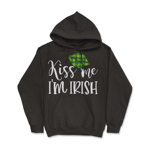 Kiss Me I’m Irish Green Lips Saint Patrick’s Day Women graphic Hoodie - Black