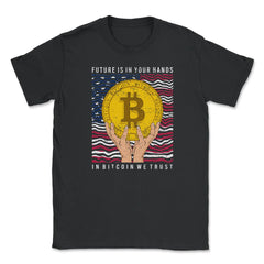 Patriotic Bitcoin USA Flag Grunge Retro In Bitcoin We Trust graphic - Black