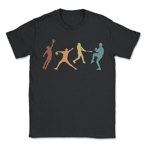 Baseball Vintage Retro Batter Pitcher Catcher Sporty Funny design - Unisex T-Shirt - Black