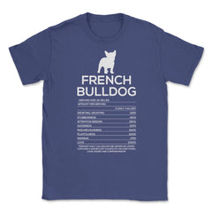 Funny French Bulldog Nutrition Facts Humor Frenchie Lover product - Purple