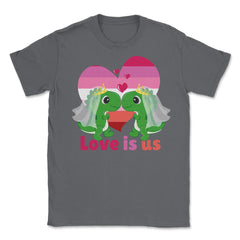 Love Is Us Kawaii Lesbian Dinosaurs Brides LGBTQ Pride graphic Unisex - Smoke Grey