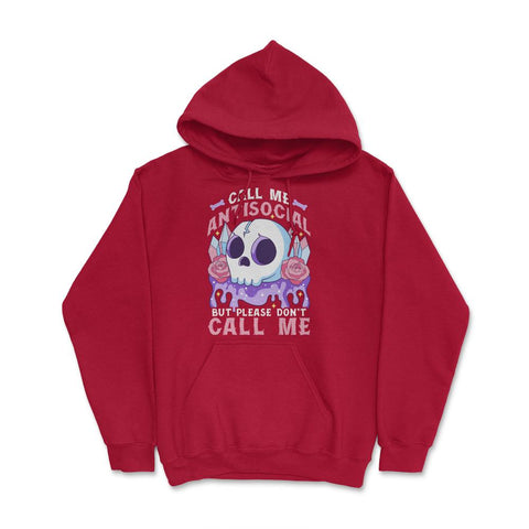 Pastel Goth Call Me Antisocial But Please Don’t Call Me design Hoodie - Red