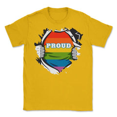 Rainbow Pride Flag Hero Gay design Unisex T-Shirt - Gold