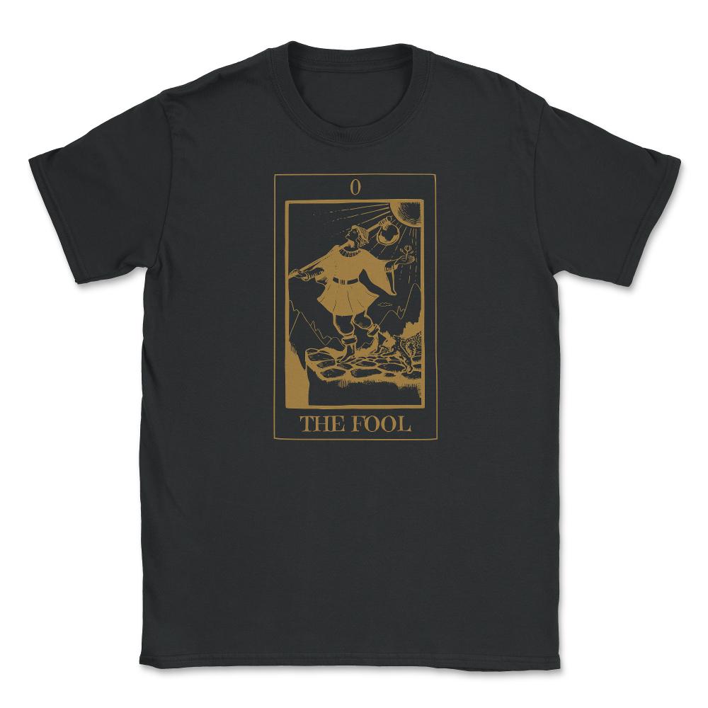 The Fool Tarot Card 0 Retro Vintage Line Art graphic Unisex T-Shirt - Black