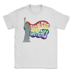God Bless Gaymerica Statue Of Liberty Rainbow Pride Flag design - White