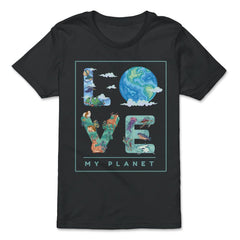 Love My Planet Earth Planet Day Environmental Awareness print - Premium Youth Tee - Black