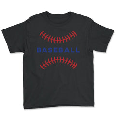 Baseball Lover Sporty Baseball Red Stitches Players Coach product - Youth Tee - Black