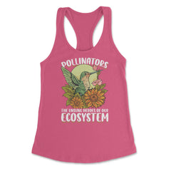 Pollinator Hummingbird & Flowers Cottage core Aesthetic design - Hot Pink