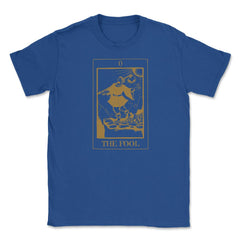 The Fool Tarot Card 0 Retro Vintage Line Art graphic Unisex T-Shirt - Royal Blue